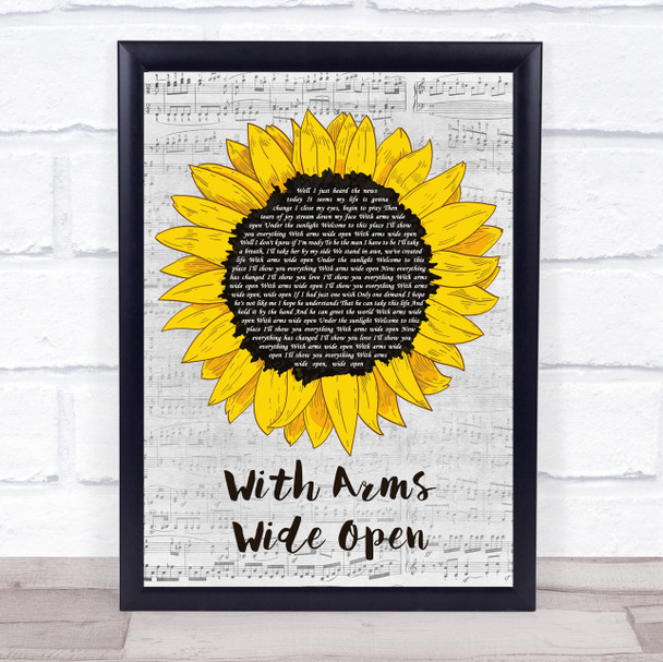 Creed With Arms Wide Open Grey Script Sunflower Song Lyric Print