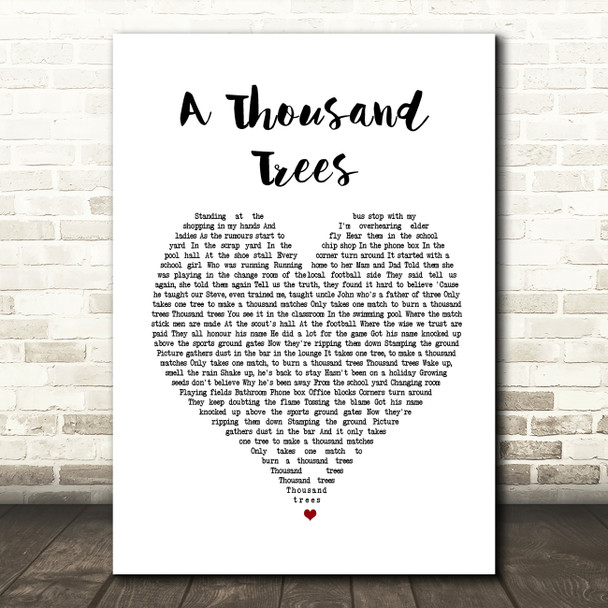 Stereophonics A Thousand Trees Heart Song Lyric Quote Print