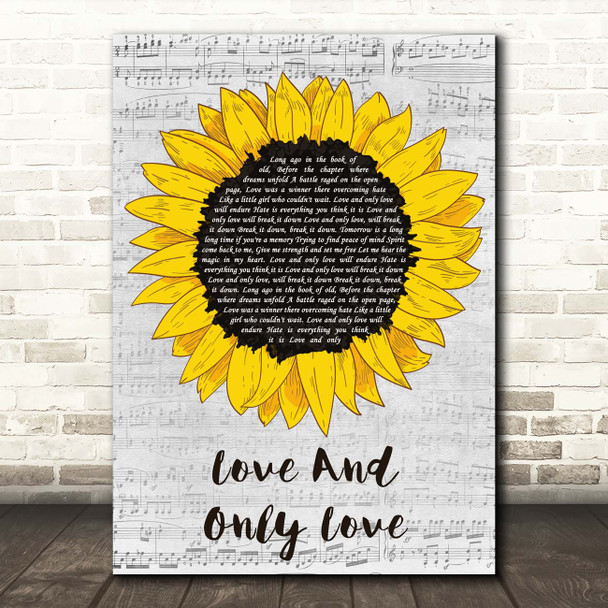 Neil Young Love And Only Love Grey Script Sunflower Song Lyric Print