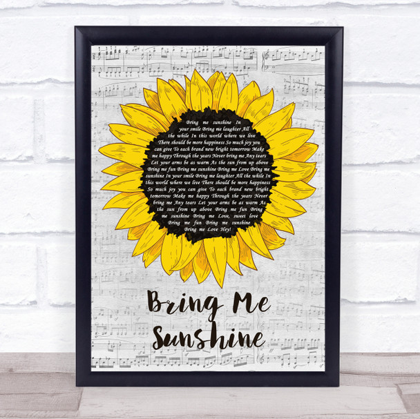 Morecambe and Wise Bring Me Sunshine Grey Script Sunflower Song Lyric Print