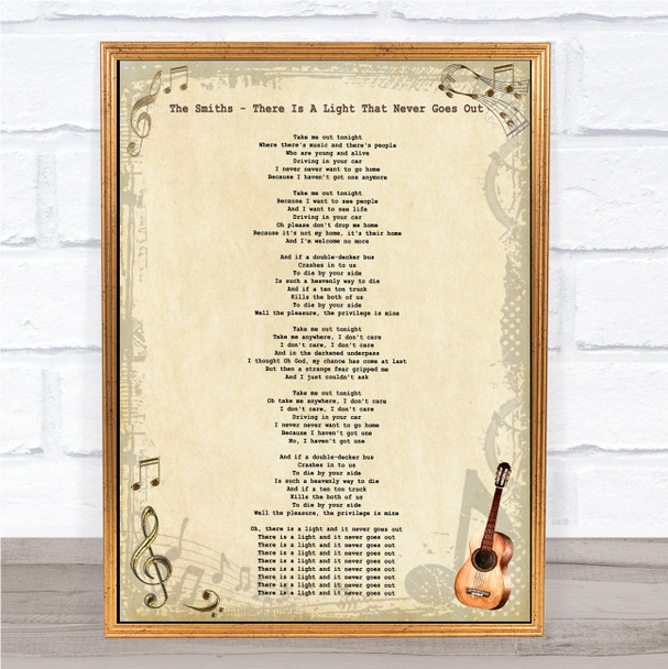 The Smiths There Is A Light That Never Goes Out Vintage Guitar Song Lyric Print