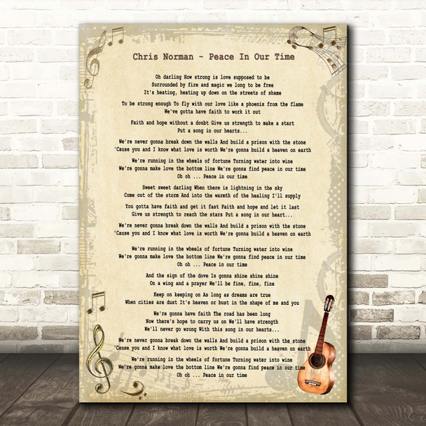 Chris Norman Peace In Our Time Vintage Guitar Song Lyric Print