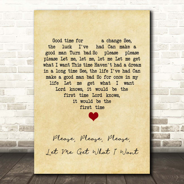 The Smiths Please, Please, Please, Let Me Get What I Want Vintage Heart Song Lyric Print