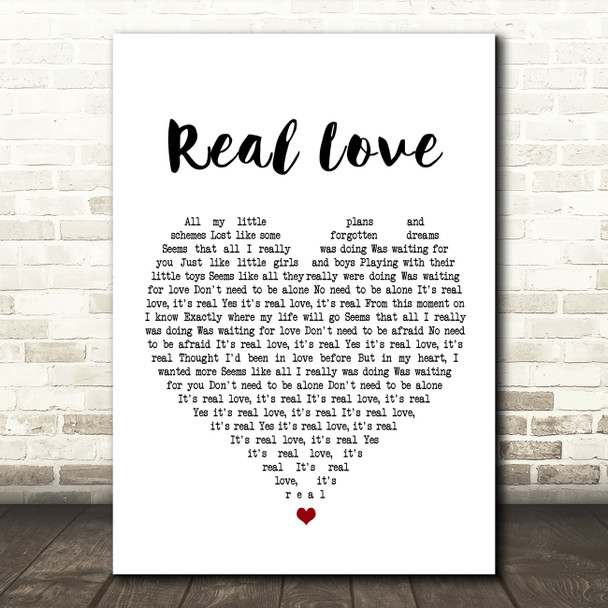 The Beatles Real Love Heart Song Lyric Quote Print