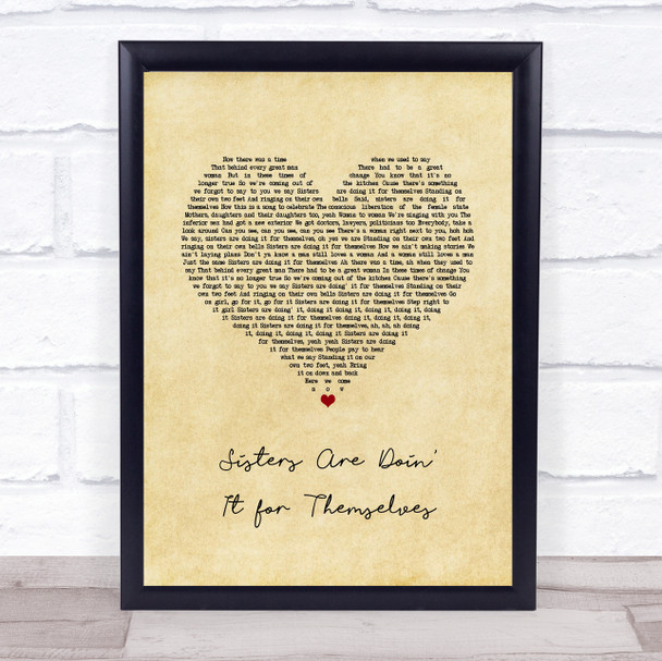 Aretha Franklin Sisters Are Doin' It for Themselves Vintage Heart Song Lyric Print