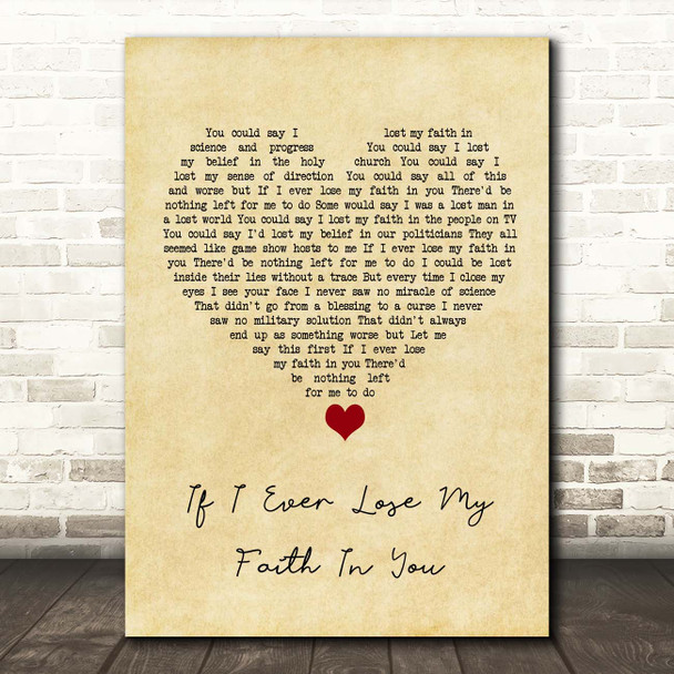 Sting If I Ever Lose My Faith In You Vintage Heart Song Lyric Print