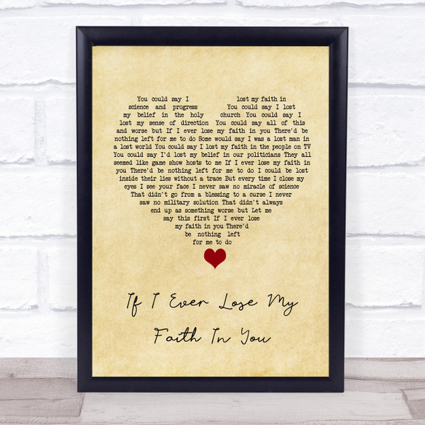 Sting If I Ever Lose My Faith In You Vintage Heart Song Lyric Print