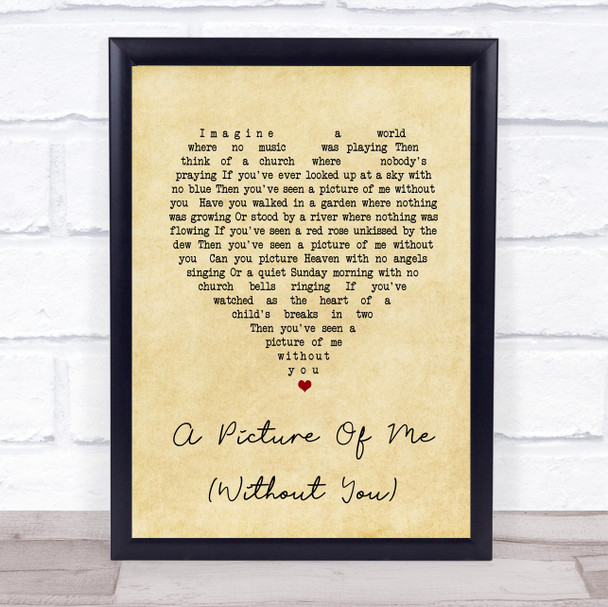 George Jones A Picture Of Me (Without You) Vintage Heart Song Lyric Print