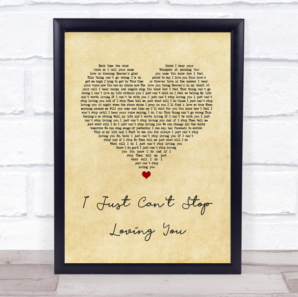 Michael Jackson I Just Can't Stop Loving You Vintage Heart Song Lyric Print