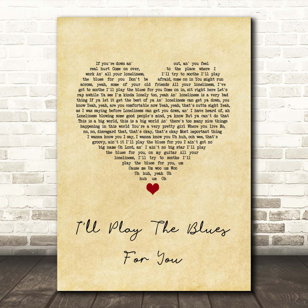 Albert King I'll Play The Blues For You Vintage Heart Song Lyric Print