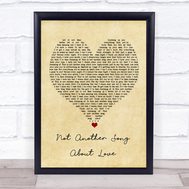 Hollywood Ending Not Another Song About Love Vintage Heart Song Lyric Print