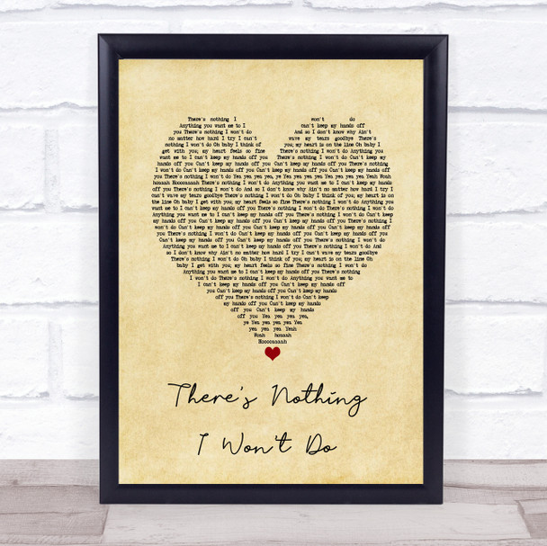 JX There's Nothing I Won't Do Vintage Heart Song Lyric Print