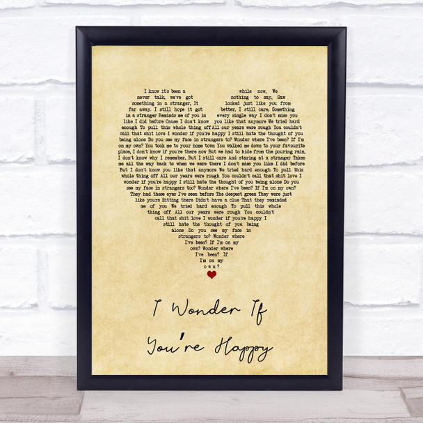 Rothwell I Wonder If Youre Happy Vintage Heart Song Lyric Print