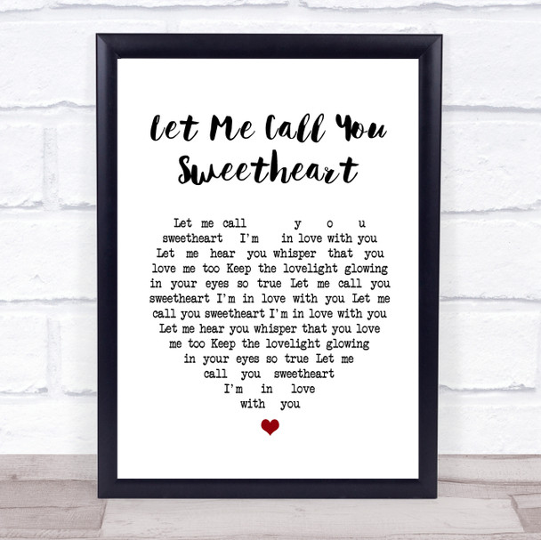 Timi Yuro Let Me Call You Sweetheart Heart Song Lyric Quote Print