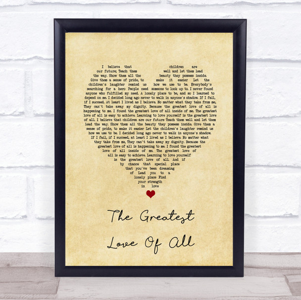 George Benson The Greatest Love Of All Vintage Heart Song Lyric Print