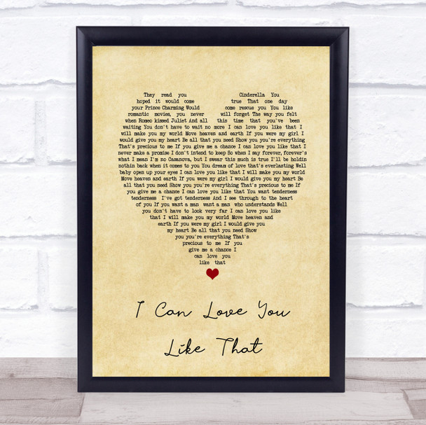 John Michael Montgomery I Can Love You Like That Vintage Heart Song Lyric Print