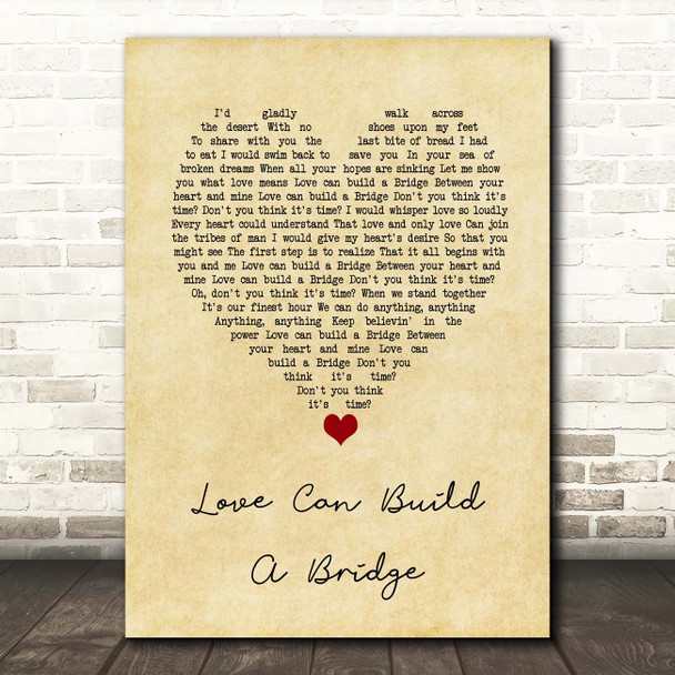 Westlife Love Can Build A Bridge Vintage Heart Song Lyric Print