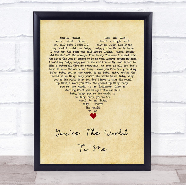 David Gray You're The World To Me Vintage Heart Song Lyric Print