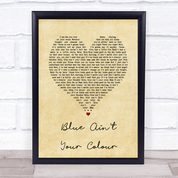 Home Free Blue Ain't Your Colour Vintage Heart Song Lyric Print