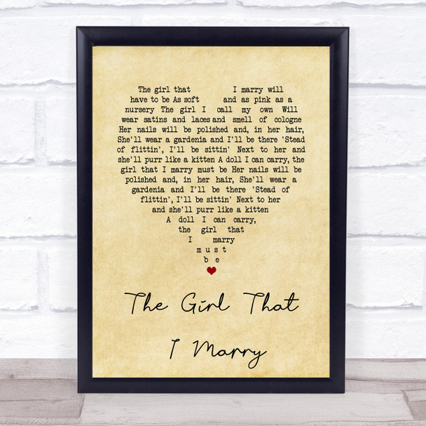 Ray Middleton The Girl That I Marry Vintage Heart Song Lyric Print