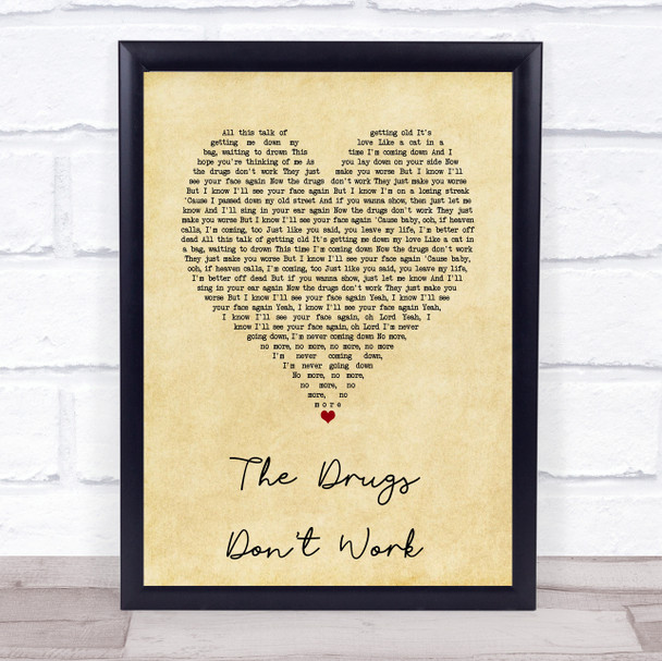 The Verve The Drugs Don't Work Vintage Heart Song Lyric Print