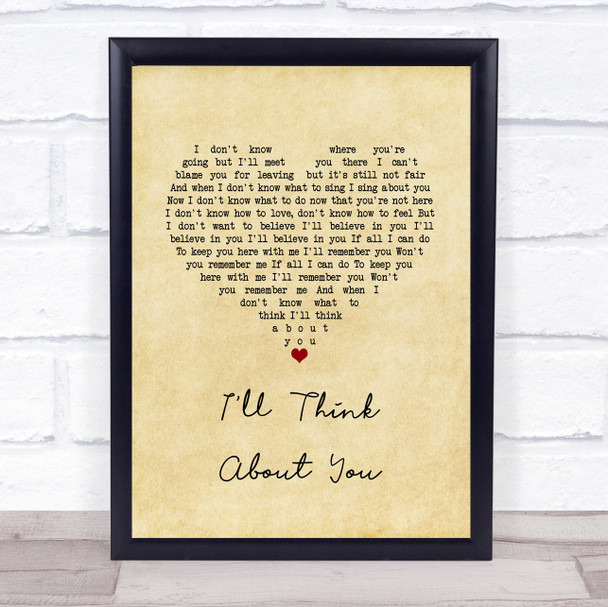 We Are Messengers I'll Think About You Vintage Heart Song Lyric Print