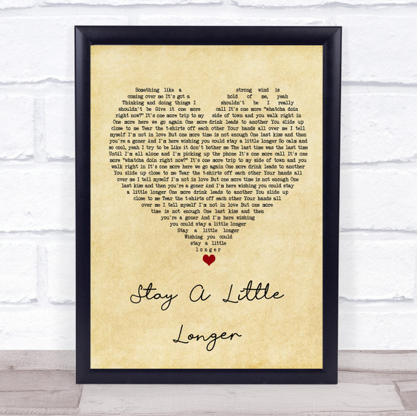 Brothers Osborne Stay A Little Longer Vintage Heart Song Lyric Print