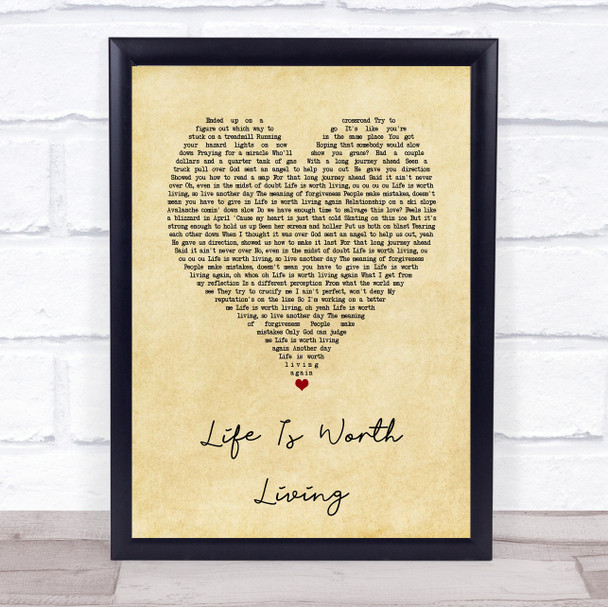 Justin Bieber Life Is Worth Living Vintage Heart Song Lyric Print