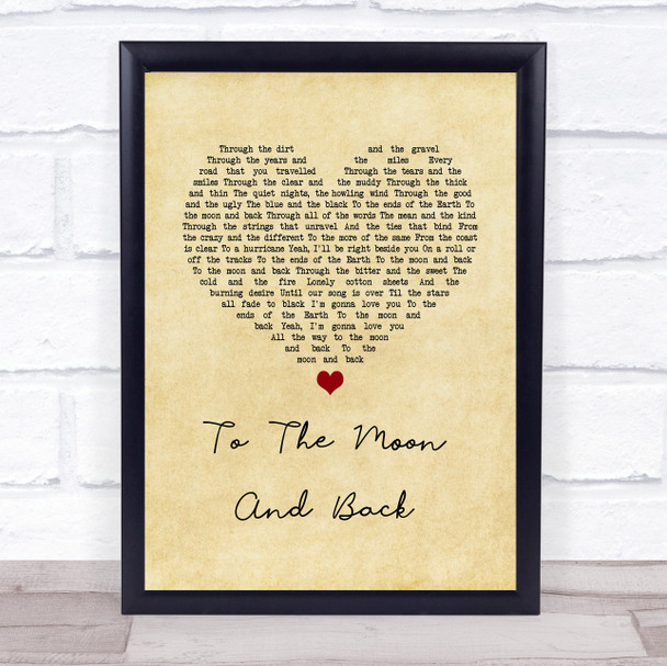 Luke Bryan To The Moon And Back Vintage Heart Song Lyric Print