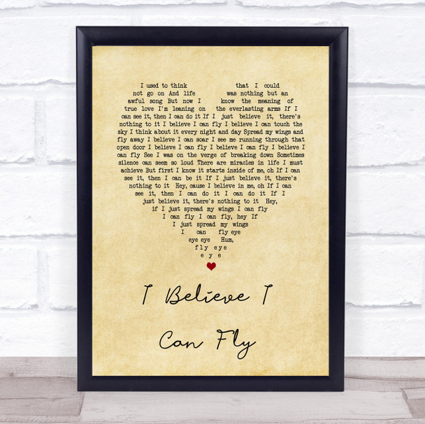 R Kelly I Believe I Can Fly Vintage Heart Song Lyric Print