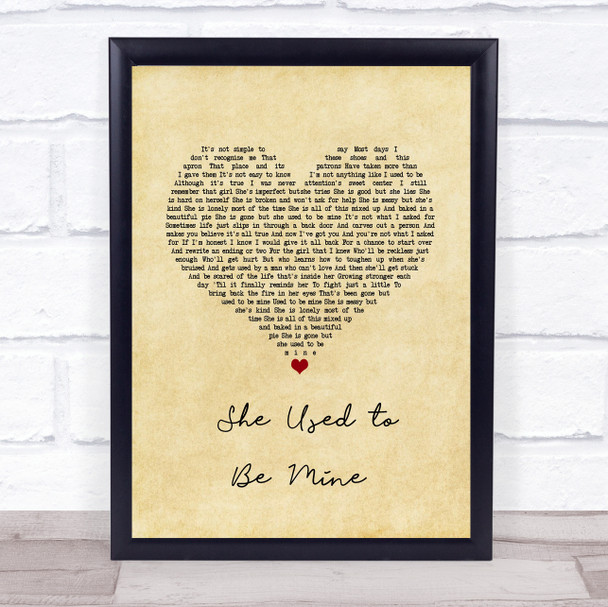 Sara Bareilles She Used to Be Mine Vintage Heart Song Lyric Print