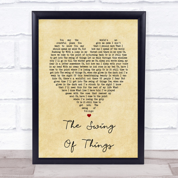 A-ha The Swing Of Things Vintage Heart Song Lyric Print