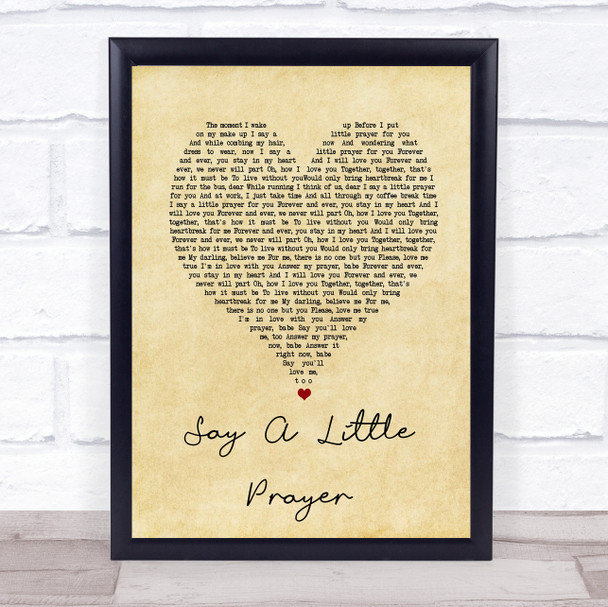 Bomb The Bass Say A Little Prayer Vintage Heart Song Lyric Print