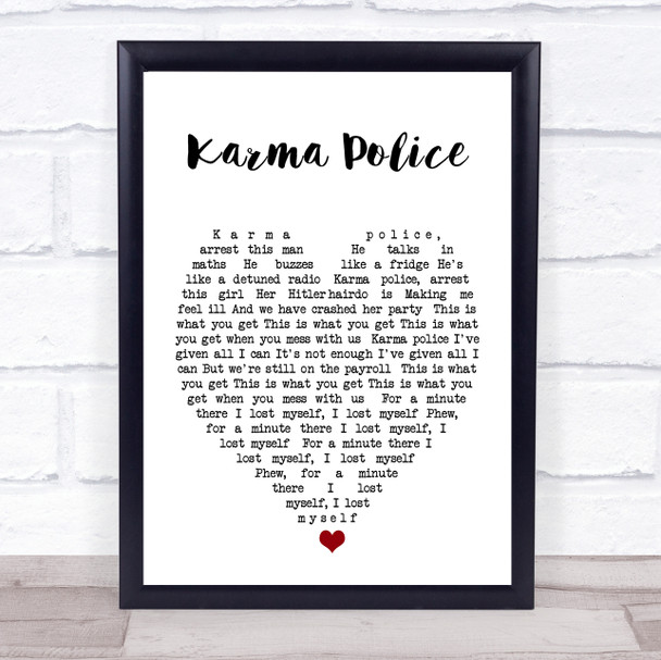 Karma Police Radiohead Heart Quote Song Lyric Print