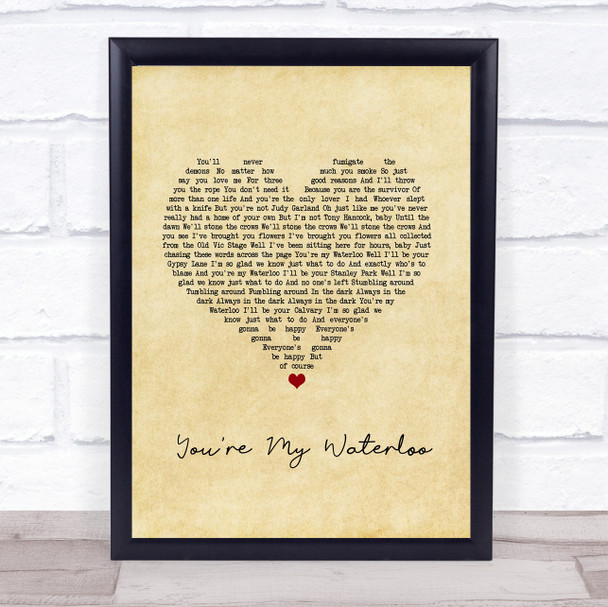 The Libertines You're My Waterloo Vintage Heart Song Lyric Print