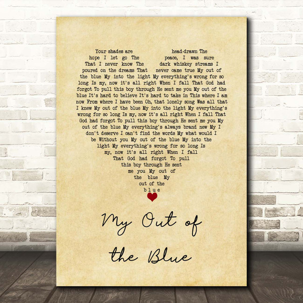 Charles Esten My Out of the Blue Vintage Heart Song Lyric Print