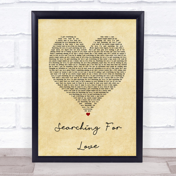 Akon Searching For Love Vintage Heart Song Lyric Print