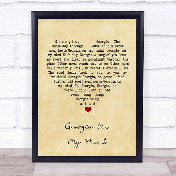 Hoagy Carmichael Georgia on my Mind Vintage Heart Song Lyric Print