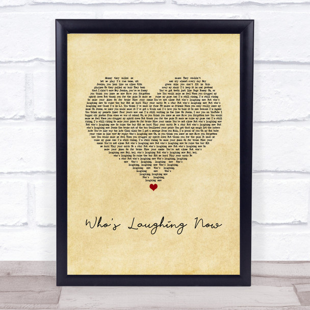 Jessie J Who's Laughing Now Vintage Heart Song Lyric Print