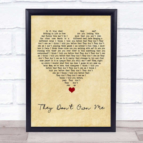 Richard Ashcroft They Don't Own Me Vintage Heart Song Lyric Print