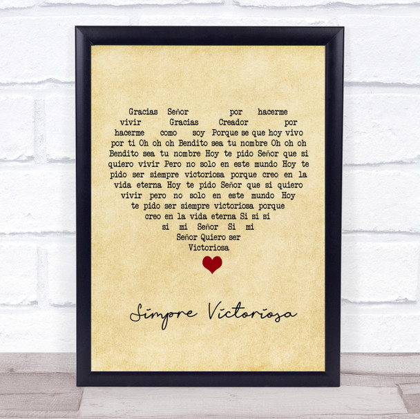 Simpre Victoriosa Simpre Victoriosa Vintage Heart Song Lyric Print