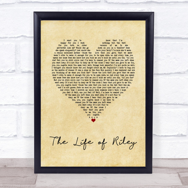 The Lightning Seeds The Life of Riley Vintage Heart Song Lyric Print