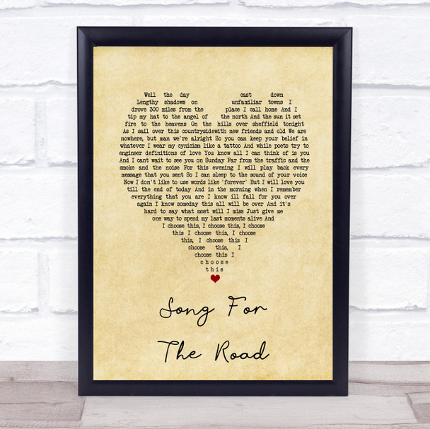 David Ford Song for the Road Vintage Heart Song Lyric Print