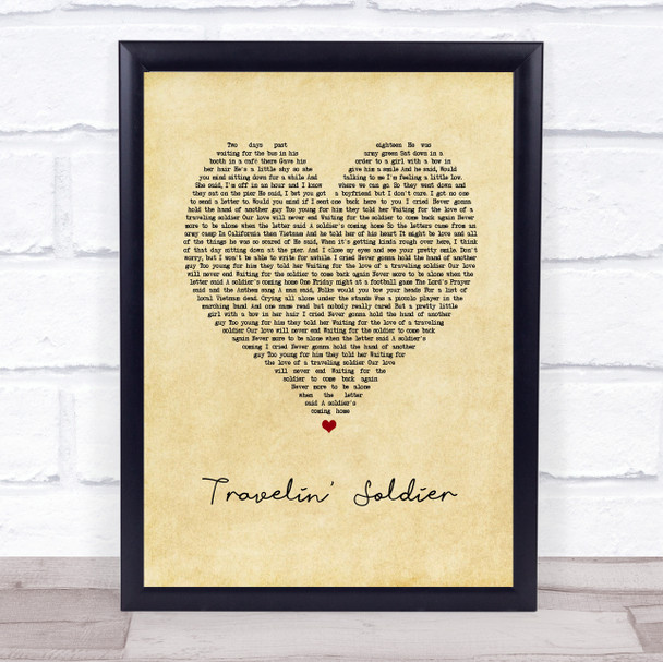 Dixie Chicks Travelin' Soldier Vintage Heart Song Lyric Print