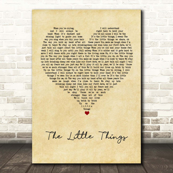 Keywest The Little Things Vintage Heart Song Lyric Print