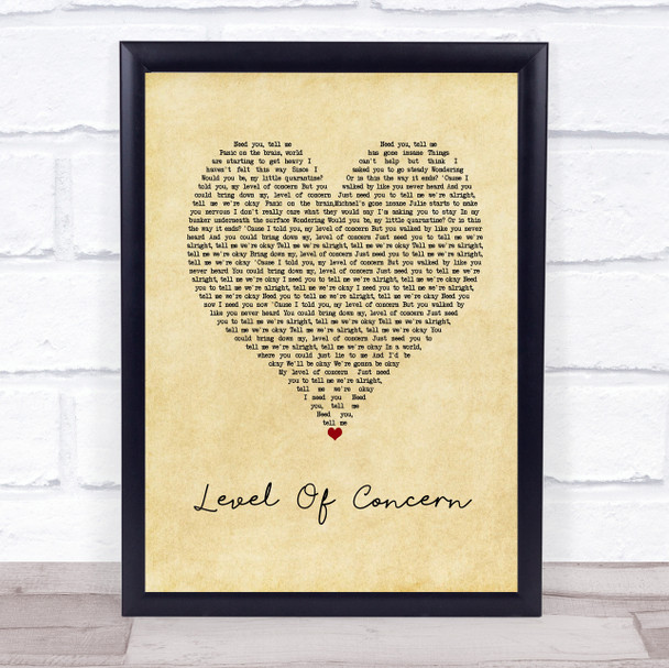 Twenty One Pilots Level Of Concern Vintage Heart Song Lyric Print