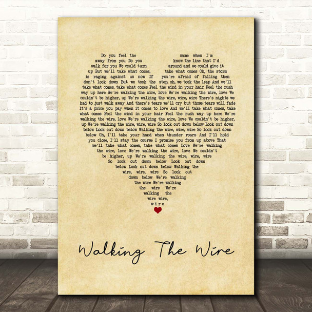 Imagine Dragons Walking The Wire Vintage Heart Song Lyric Print