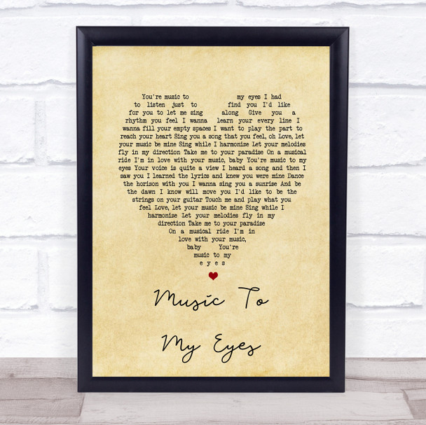 Lady Gaga & Bradley Cooper Music To My Eyes Vintage Heart Song Lyric Print