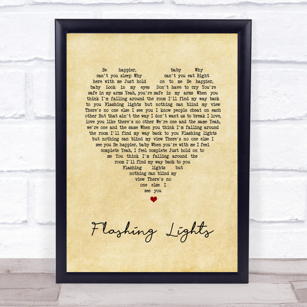 Roadtrip Flashing Lights Vintage Heart Song Lyric Print