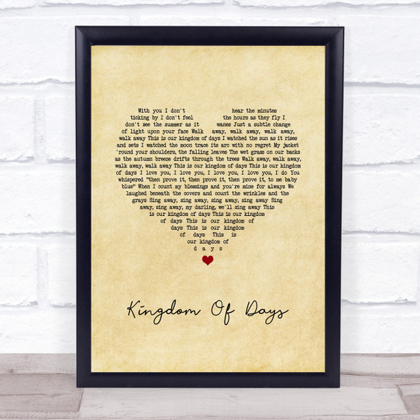 Bruce Springsteen Kingdom Of Days Vintage Heart Song Lyric Print